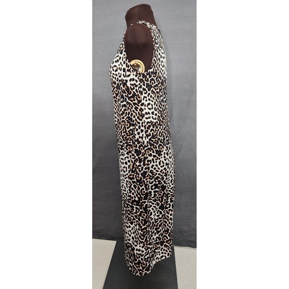 Chicos Party Dress Sz 0 (S) Stretch Midi Cheetah Animal Leopard Print Sleeveless - Picture 2 of 10